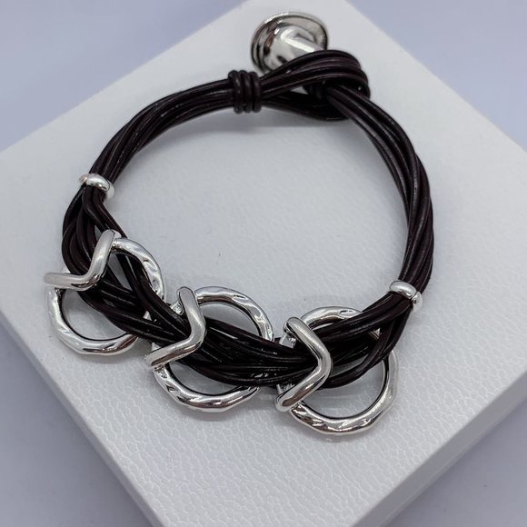UNO de 50 STEPBYSTEP BRACELET + STEPS Necklace  Brown Leather Strips - Picture 6 of 17